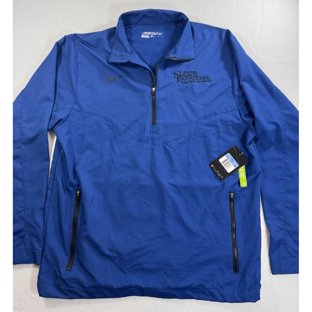 Nike Golf 1/4 Zip Windbreaker Mens Medium Blue 20th Savage Invitational Golf NWT